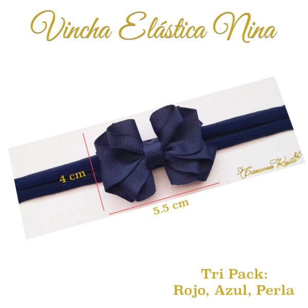 Medidas Bandita Elástica Nina Tri Pack Rojo, Azul y Perla por Creaciones Karito