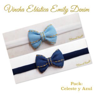 Bandita Elástica Emily Denim Pack Celeste Azul por Creaciones Karito