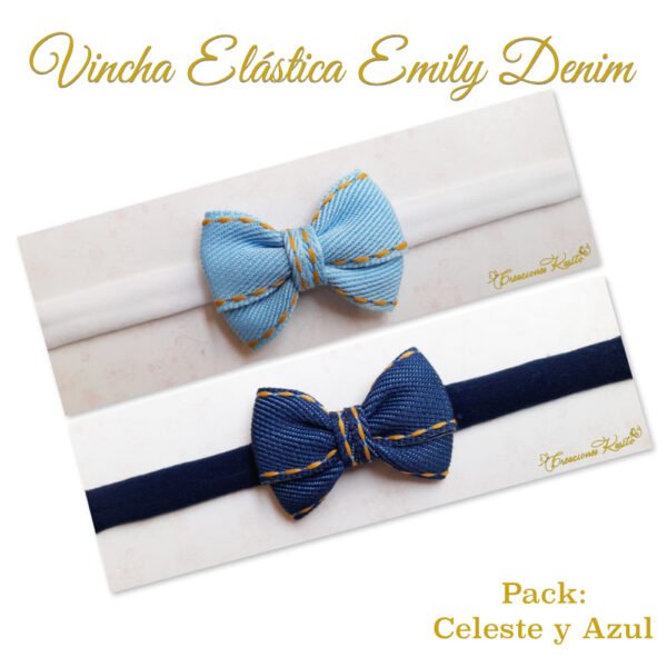Bandita Elástica Emily Denim Pack Celeste Azul Bandita Elástica Emily Denim Pack Celeste Azul por Creaciones Karito