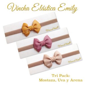 Bandita Elástica Emily Tri Pack Uva Mostaza Arena por Creaciones Karito