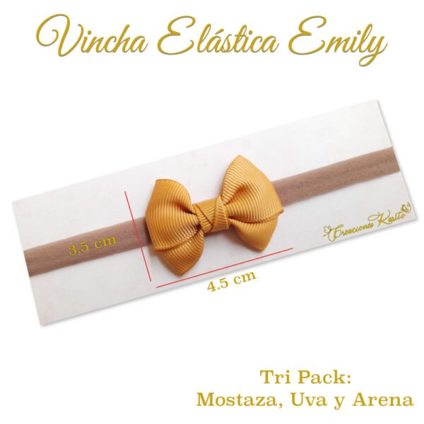 Medidas Bandita Elástica Emily Tri Pack Uva Mostaza Arena Medidas Bandita Elástica Emily Tri Pack Uva Mostaza Arena por Creaciones Karito