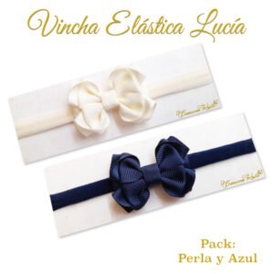 Bandita Elástica Lucía Pack Perla y Azul por Creaciones Karito
