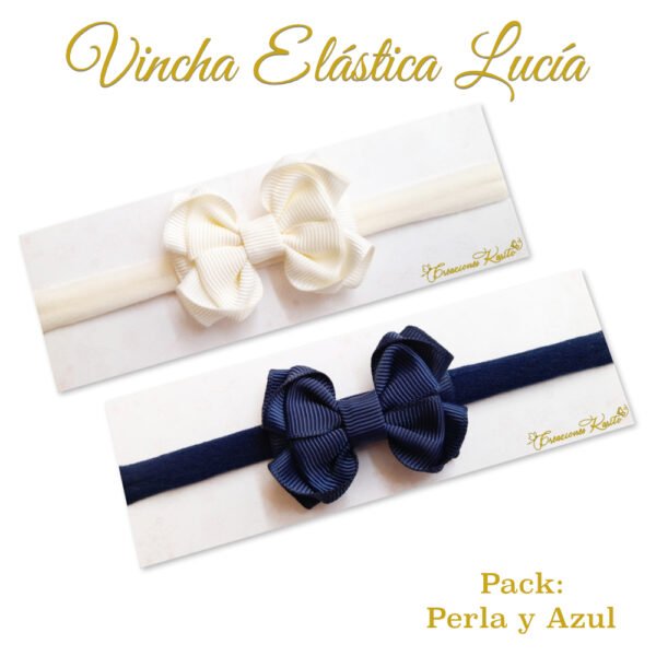 Bandita Elástica Lucía Pack Perla y Azul Bandita Elástica Lucía Pack Perla y Azul por Creaciones Karito