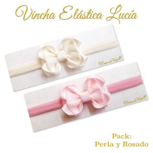 Bandita Elástica Lucía Pack Perla y Rosado por Creaciones Karito