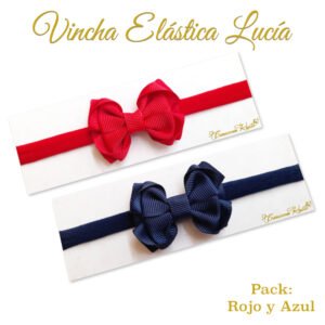 Bandita Elástica Lucía Pack Rojo y Azul por Creaciones Karito