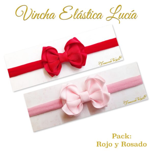 Bandita Elástica Lucía Pack Rojo y Rosado por Creaciones Karito