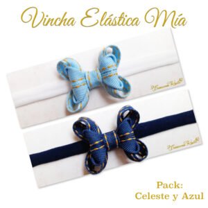 Bandita Elástica Mia Pack Celeste y Azul por Creaciones Karito