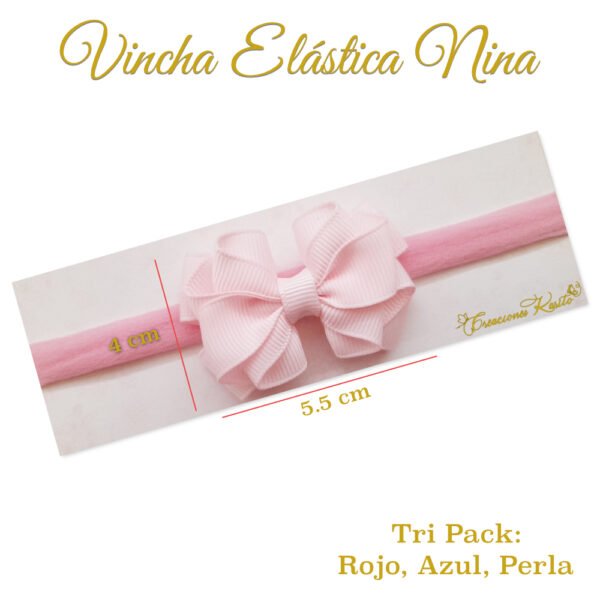 Medidas Bandita Elástica Nina Tri Pack Rosado, Chicle y Azul por Creaciones Karito