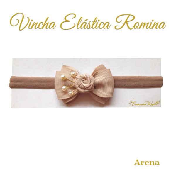 Vincha Elástica modelo Romina Color Arena por Creaciones Karito