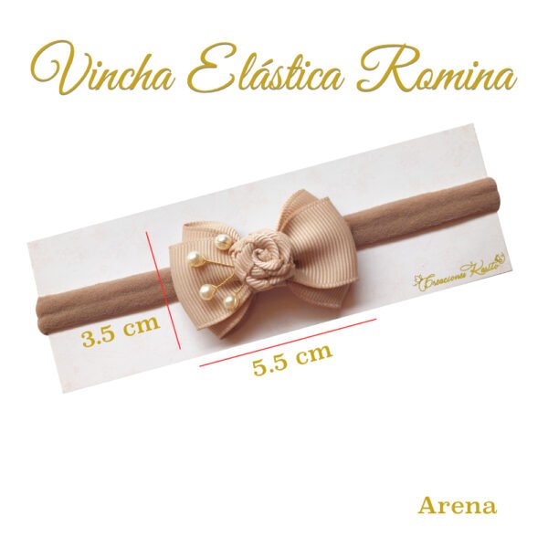 Medidas Vincha Elástica modelo Romina Color Arena por Creaciones Karito