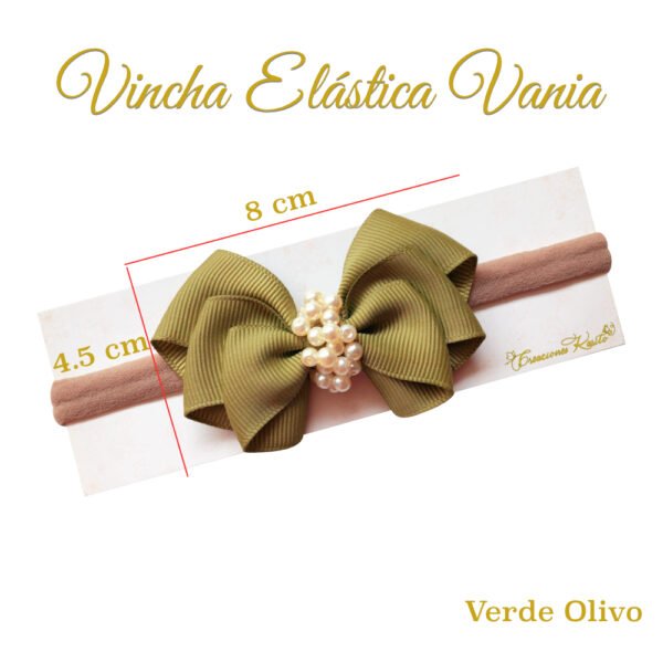 Medidas Vincha Elástica modelo Vania Color Verde Olivo por Creaciones Karito Medidas Vincha Elástica modelo Vania Color Verde Olivo por Creaciones Karito