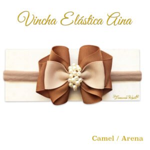 Vincha Elastica Modelo Aina-Camel-Arena Creaciones Karito