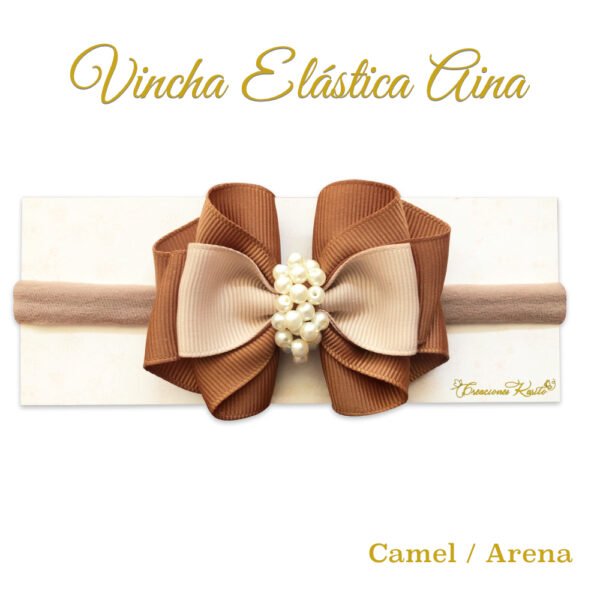 Vincha Elastica Modelo Aina-Camel-Arena Creaciones Karito Vincha Elastica Modelo Aina-Camel-Arena Creaciones Karito