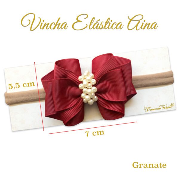 Vincha Elastica Modelo Aina medidas, Color: Granate Creaciones Karito Vincha Elastica Modelo Aina medidas, Color: Granate Creaciones Karito