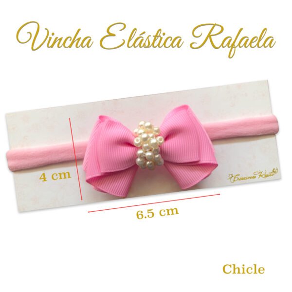 Vincha Elastica Modelo Rafaela Medidas, Color: Chicle por Creaciones Karito