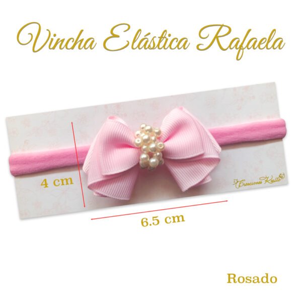 Vincha Elastica Modelo Rafaela medidas, Color: Rosado por Creaciones Karito