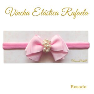 Vincha Elastica Modelo Rafaela, Color: Rosado por Creaciones Karito