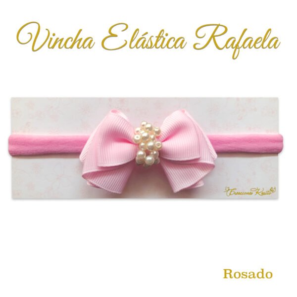 Vincha Elastica Modelo Rafaela, Color: Rosado por Creaciones Karito