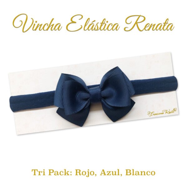 Vincha Elastica Renata-Tripack Rojo, Azul y Blanco por Creaciones Karito