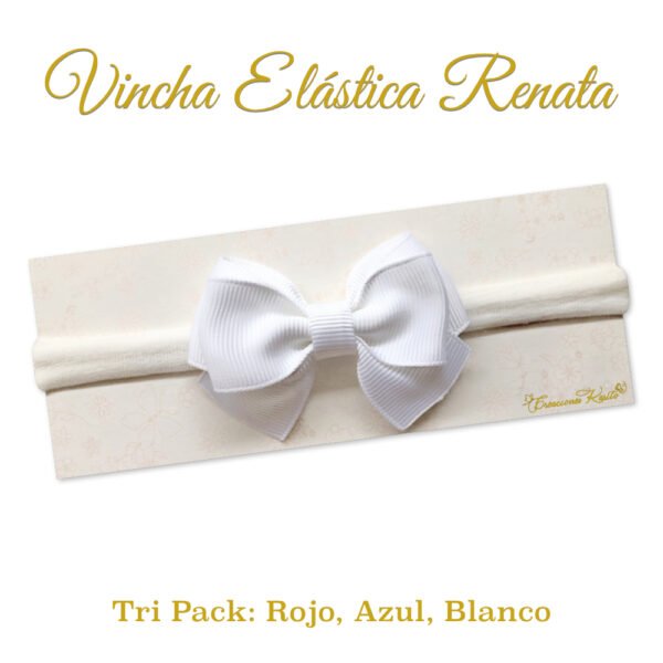 Vincha Elastica Renata-Tripack Rojo, Azul y Blanco por Creaciones Karito