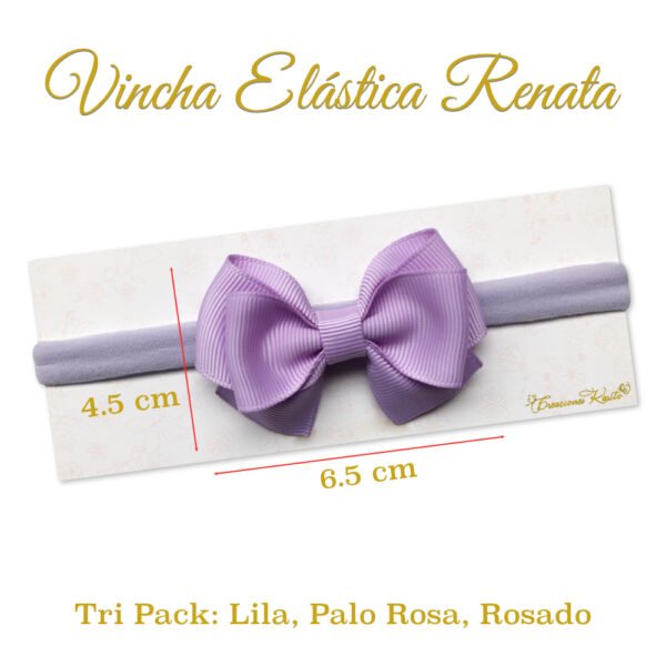 Vincha Elastica Renata-Tripack Lila, Palo Rosa, Rosado por Creaciones Karito