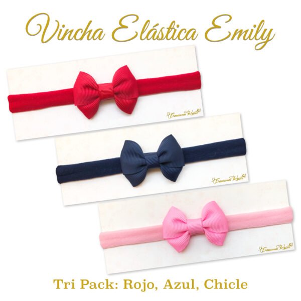 Vincha para bebé modelo 'Emily' Tri Pack Rojo, Azul, Chile Vincha para bebé modelo 'Emily' Tri Pack Rojo, Azul, Chile