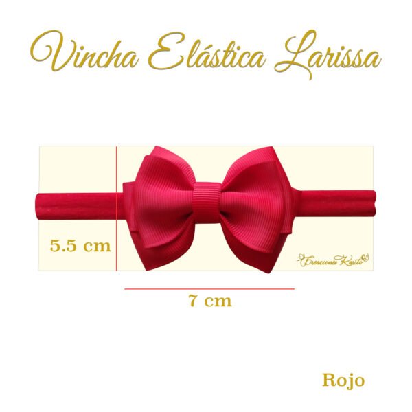 Vincha Elástica Larissa Color Rojo medidas - Creaciones Karito Vincha Elástica Larissa Color Rojo medidas - Creaciones Karito