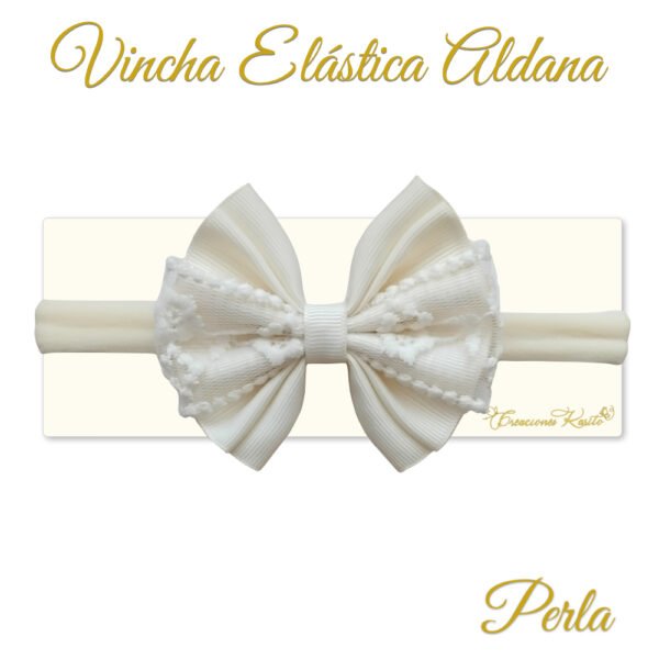 Vincha para bebé modelo Aldana color perla