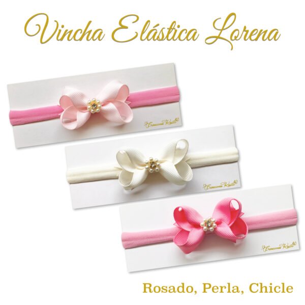 Vincha para bebé modelo Lorena tri pack color rosado, perla, chicle